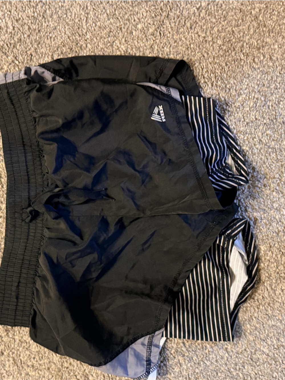 Black womens Athletic Shorts with Striped Waistband